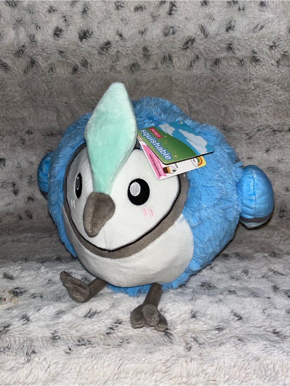 Squishable Blue Bird Plush Toy - Soft Mint-Crested Stuffed Animal